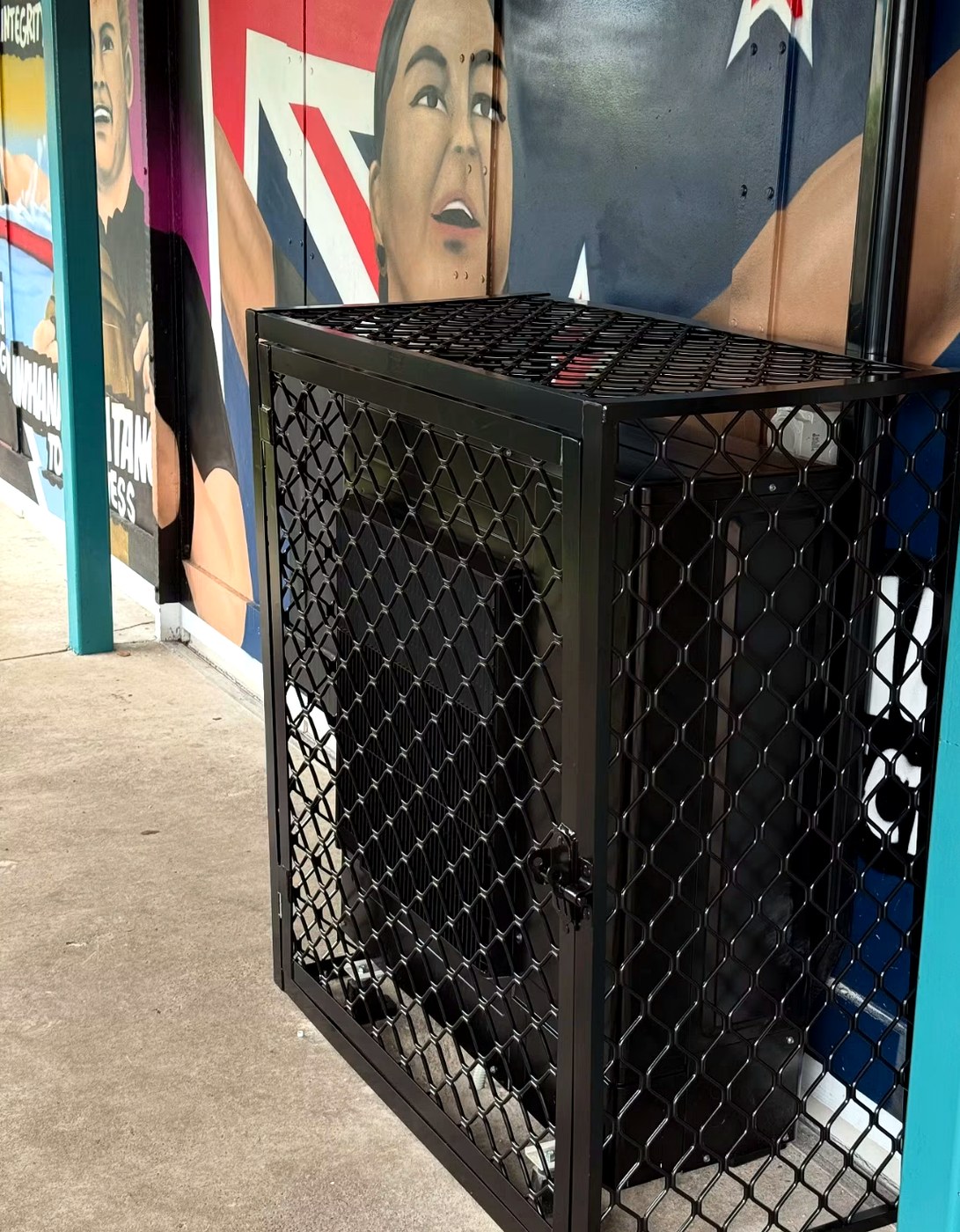 Heat pump security cage installed by Hepburn Electrical Rotorua