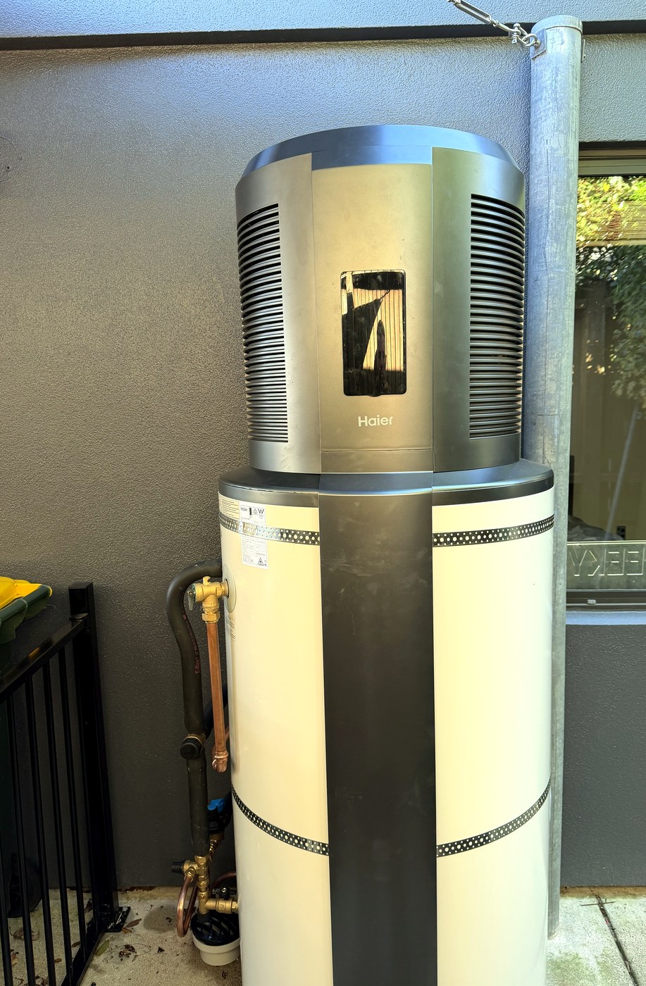 Haier heat pump hot water cylinder installed by Hepburn Electrical Bay of Plenty