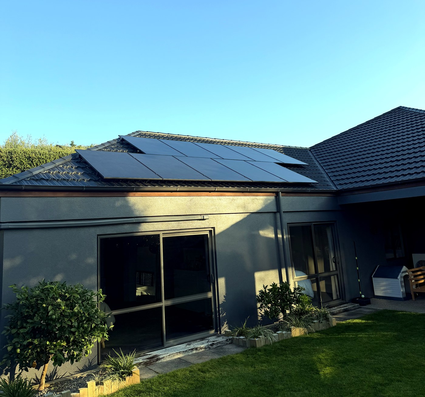 Residential solar panels installed on tiled roof by Hepburn Electrical Rotorua